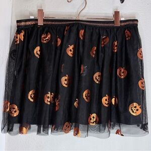 Celeb It Halloween Tule skirt orange Metallic pumpkin print Youth XL